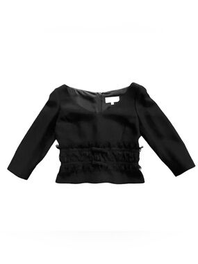 Badgley Mischka Black Lace Bow Crop Top Size 6